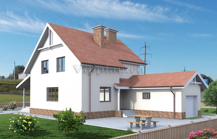 Проект индивидуального одноэтажного жилого дома с мансардой