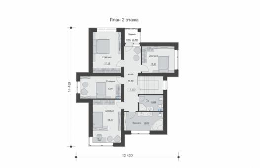 Двухэтажный дом со столовой, пятью спальнями и террасой.